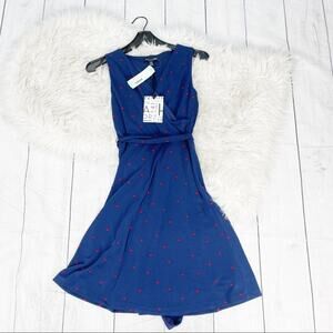 41 Hawthor Blue Stitch Fix n Lorene Faux Wrap V-Neck Sleeveless Knit‎ Dress